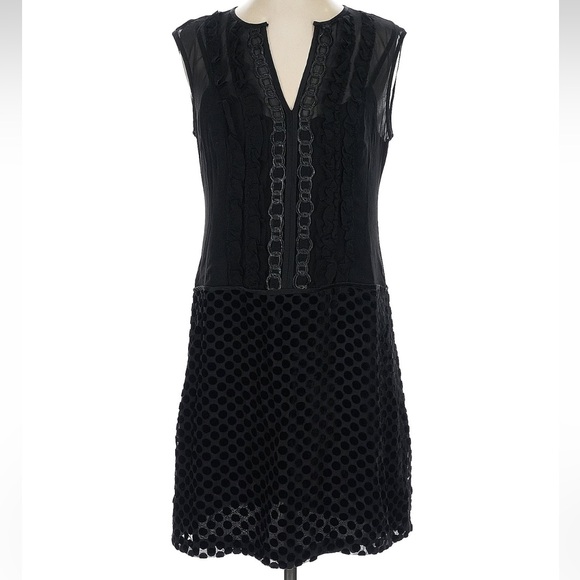 Nanette Lepore Dresses & Skirts - Vintage Nanette Lepore Silk Whimsigoth Black Polka Dot Mesh Goth Dress Size 4